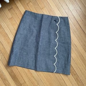 Jcrew Scalloped White and grey pencil skirt size 0